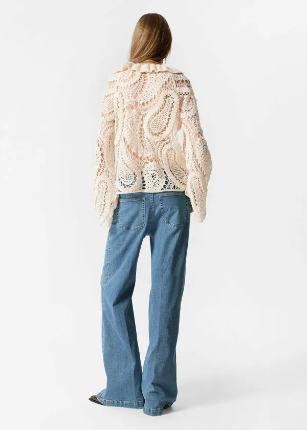 Women Tops and Tshirts and Other Stories PaisleyCrochet Blouse Beige