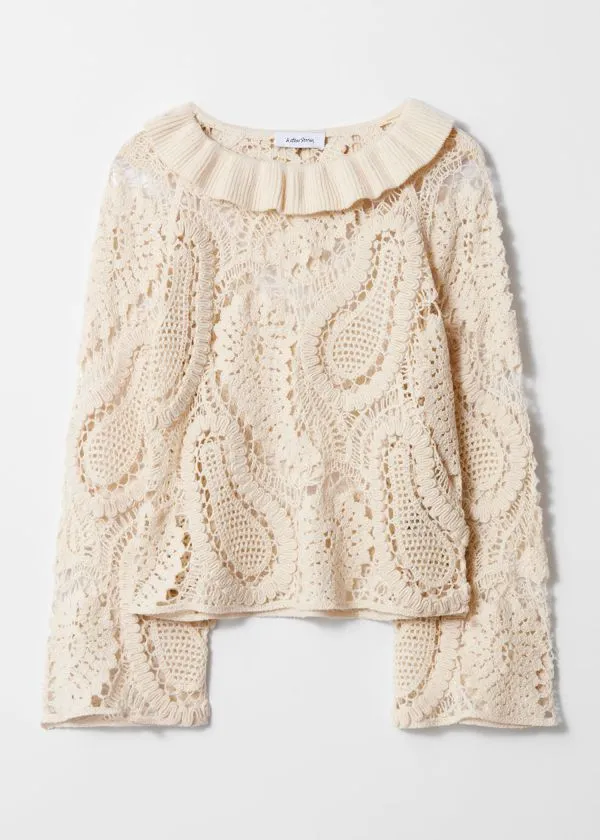 Women Tops and Tshirts and Other Stories PaisleyCrochet Blouse Beige