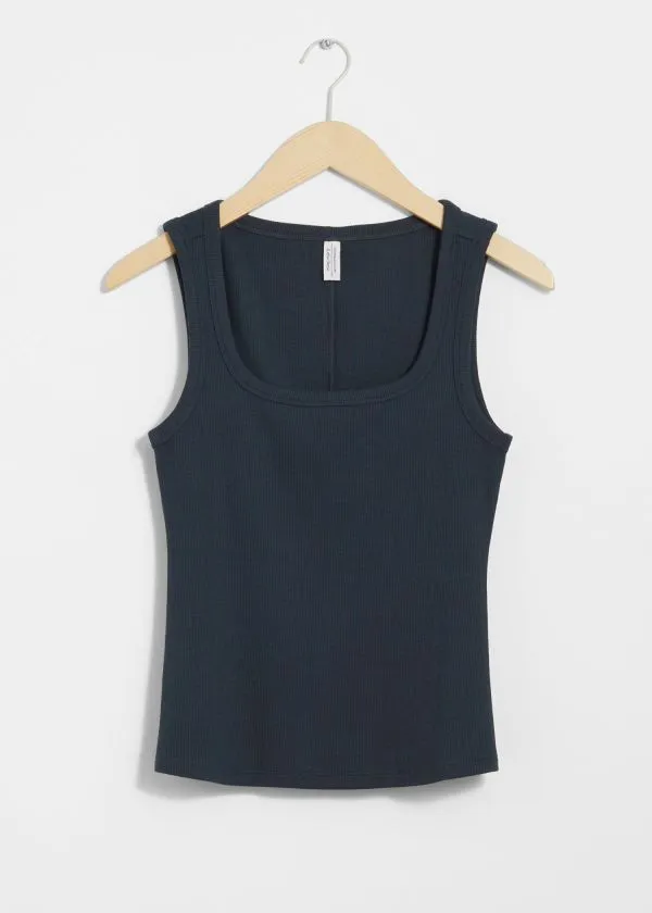 Women Tops and Tshirts and Other Stories Ribbed Tank Top Navy