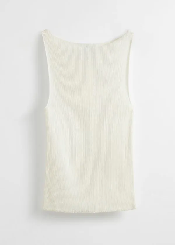 Women Tops and Tshirts and Other Stories Ribbed Tank Top White