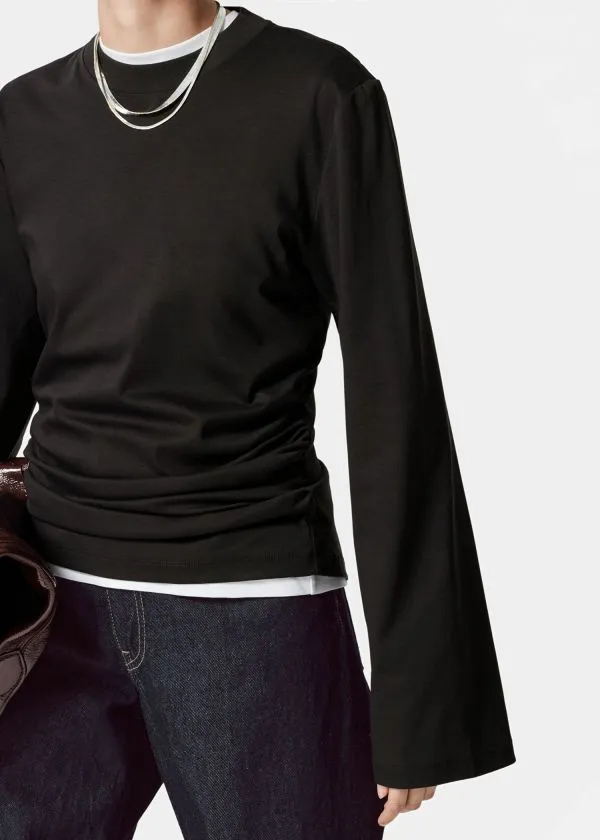 Women Tops and Tshirts and Other Stories Ruched LongSleeve Top Black