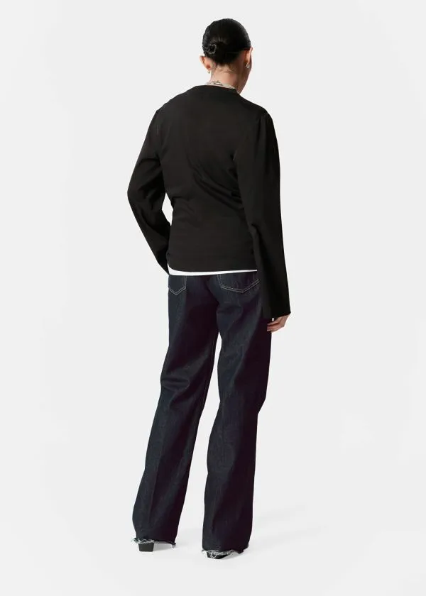 Women Tops and Tshirts and Other Stories Ruched LongSleeve Top Black