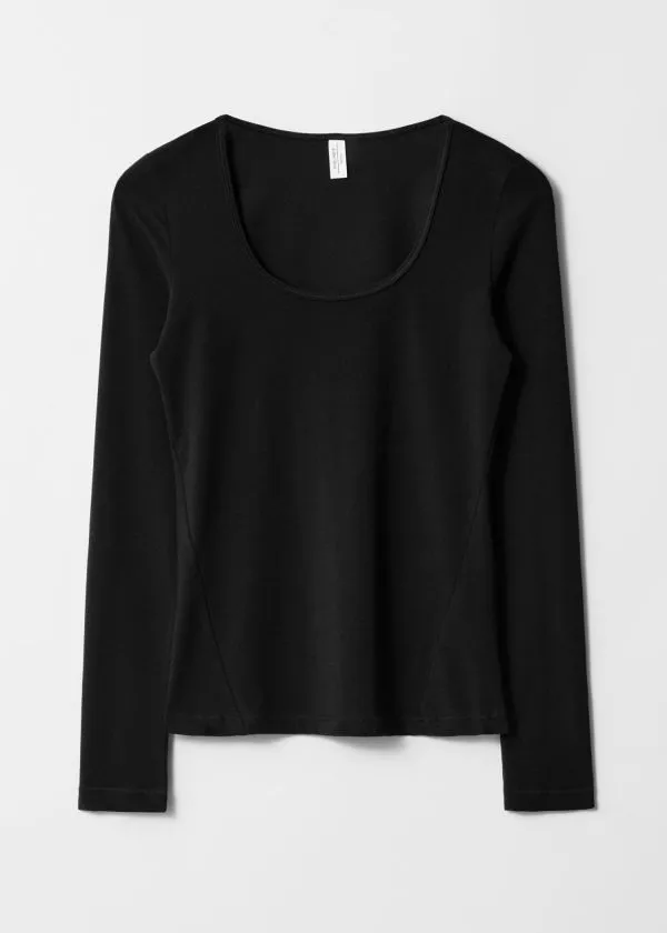 Women Tops and Tshirts and Other Stories ScoopNeck LongSleeve Jersey Top Black Women Tops and Tshirts and Other Stories ScoopNeck LongSleeve Jersey Top Black