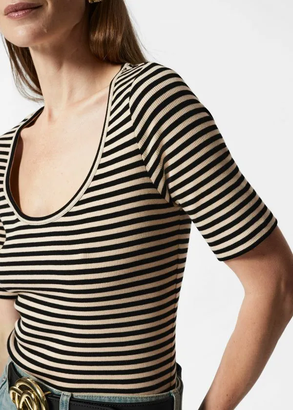 Women Tops and Tshirts and Other Stories ShortSleeve Cotton TShirt Black