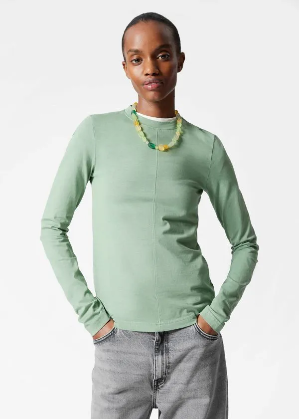 Women Tops and Tshirts and Other Stories Slim LongSleeve Top Green