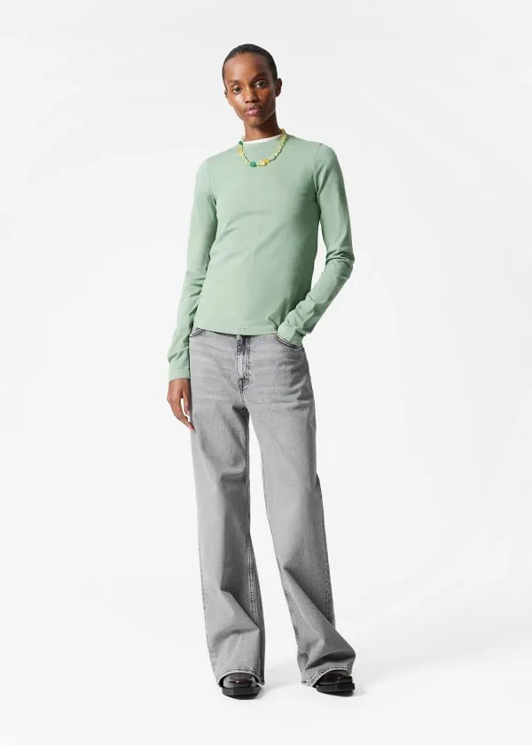 Women Tops and Tshirts and Other Stories Slim LongSleeve Top Green