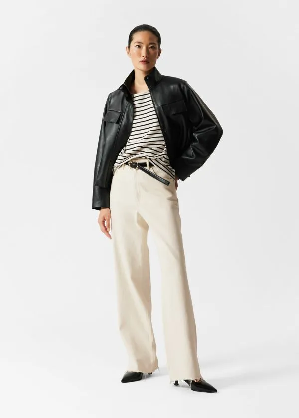 Women Tops and Tshirts and Other Stories Striped TShirt Blackandwhite Striped