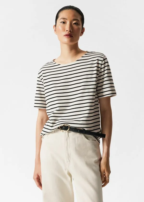 Women Tops and Tshirts and Other Stories Striped TShirt Blackandwhite Striped