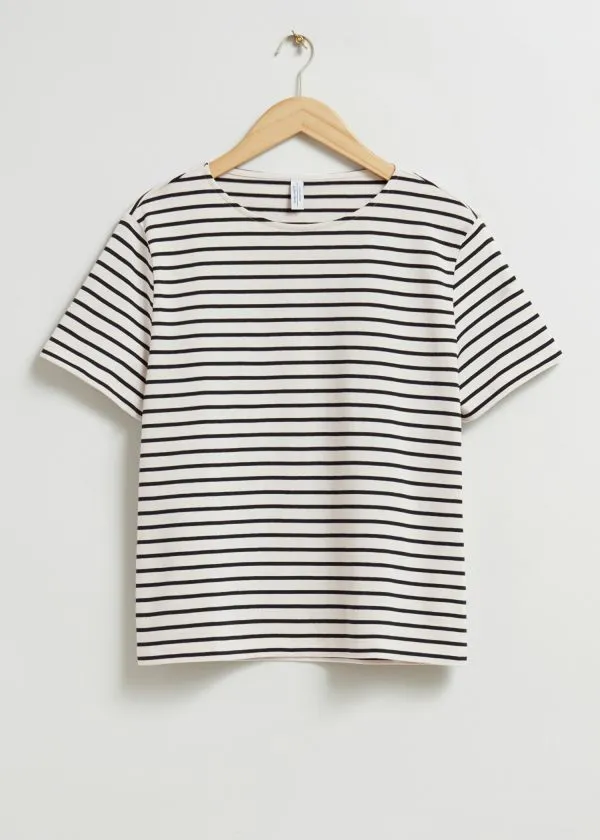 Women Tops and Tshirts and Other Stories Striped TShirt Blackandwhite Striped