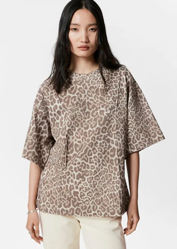 Women Tops and Tshirts and Other Stories Structured Tshirt Leopard Print