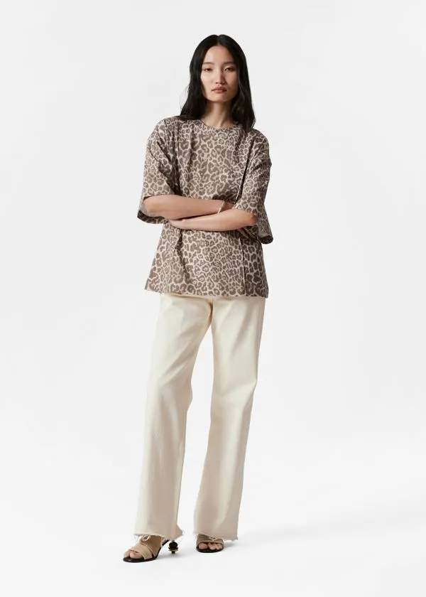 Women Tops and Tshirts and Other Stories Structured Tshirt Leopard Print