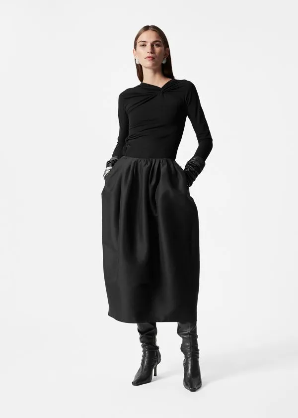 Women Tops and Tshirts and Other Stories Twisted Gathered Top Black