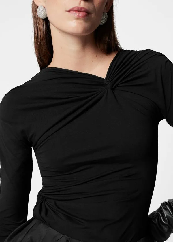 Women Tops and Tshirts and Other Stories Twisted Gathered Top Black