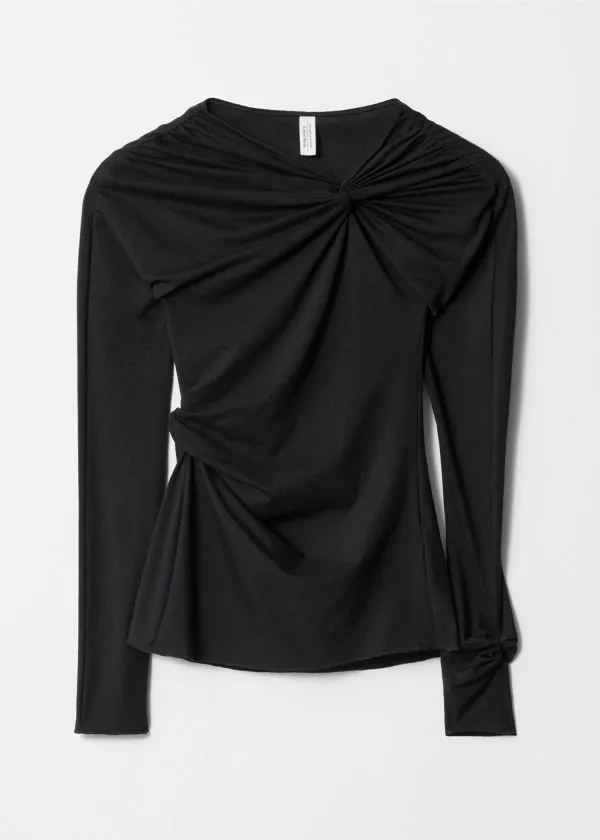 Women Tops and Tshirts and Other Stories Twisted Gathered Top Black