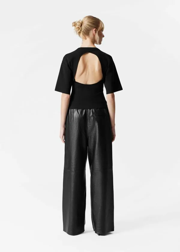 Women Tops and Tshirts and Other Stories WideSleeve OpenBack Top Black