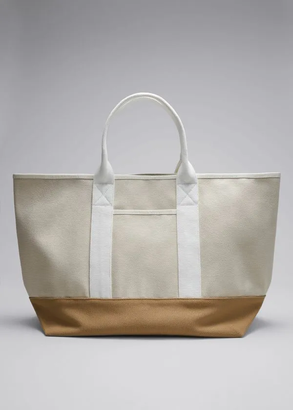 Women Tote Bags and Other Stories Large Canvas Tote Beige