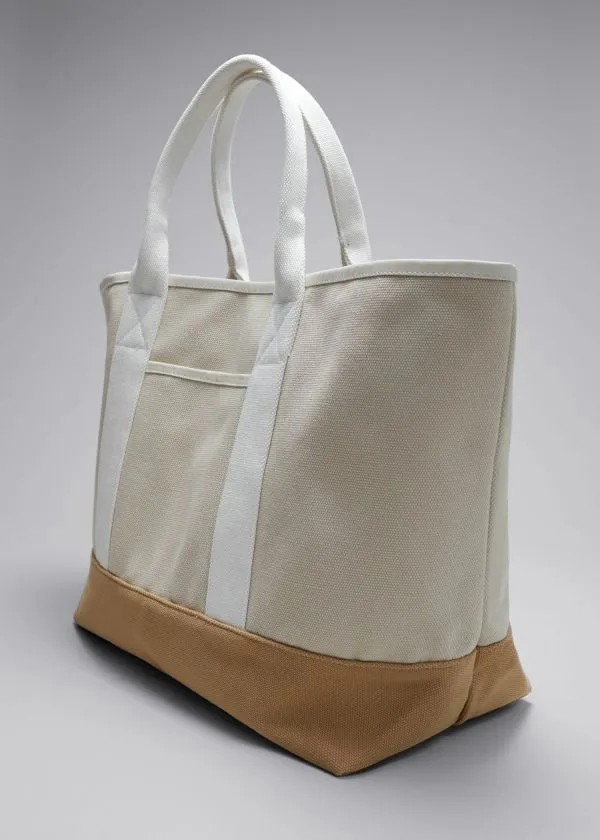 Women Tote Bags and Other Stories Large Canvas Tote Beige