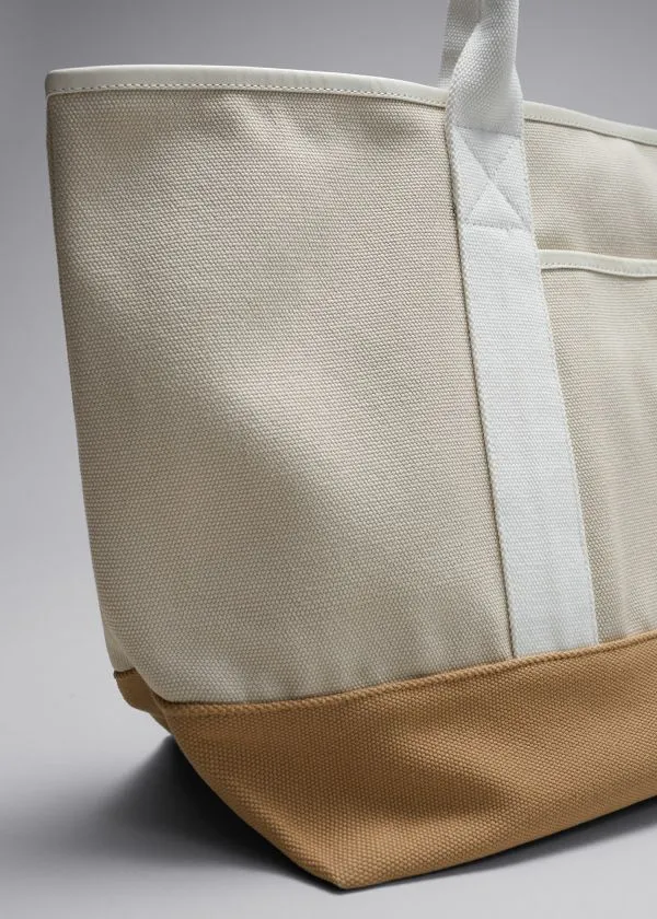 Women Tote Bags and Other Stories Large Canvas Tote Beige