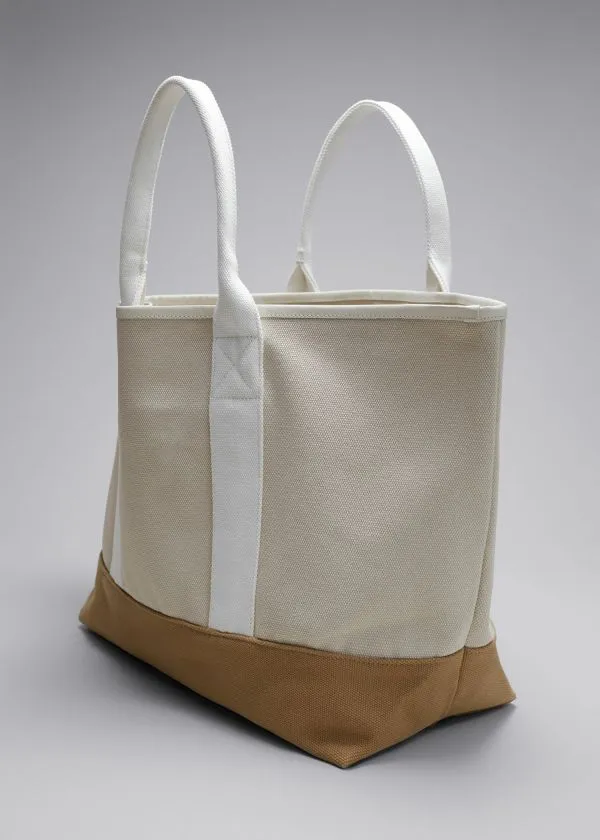 Women Tote Bags and Other Stories Large Canvas Tote Beige