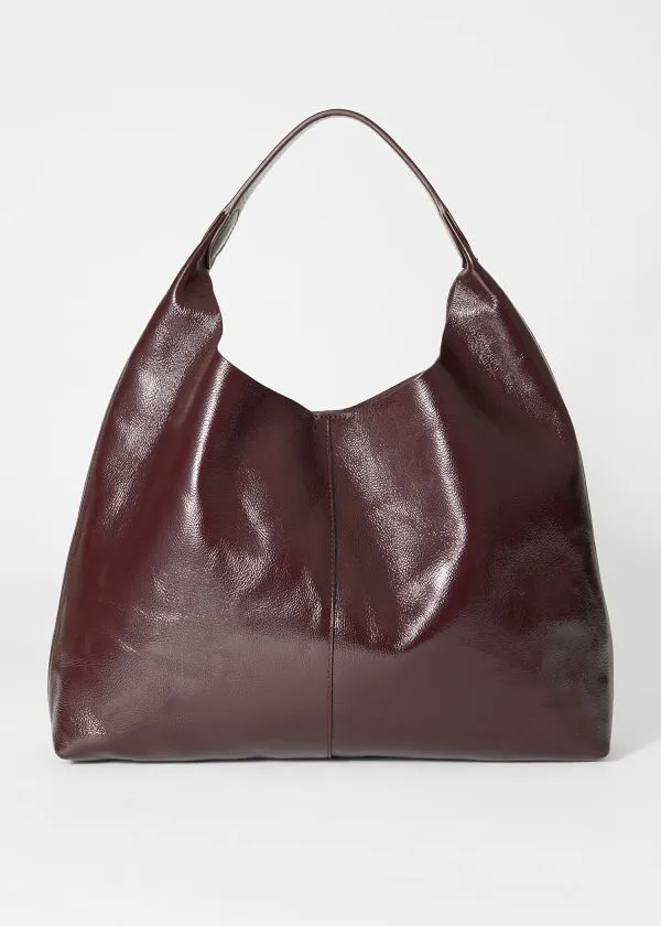 Women Tote Bags and Other Stories Large PatentLeather Tote Bag Burgundy
