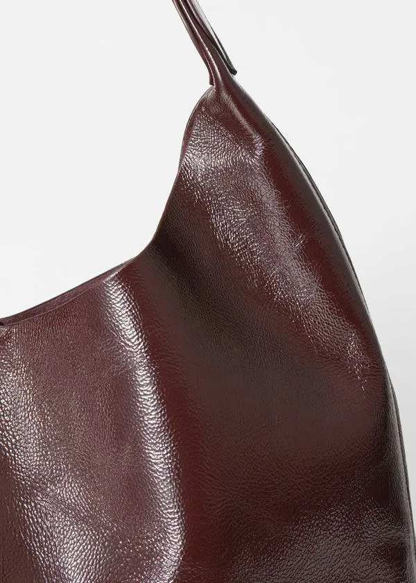 Women Tote Bags and Other Stories Large PatentLeather Tote Bag Burgundy