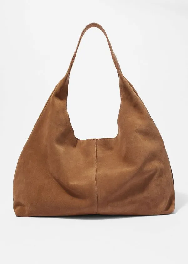 Women Tote Bags and Other Stories Large Suede Tote Bag Cognac