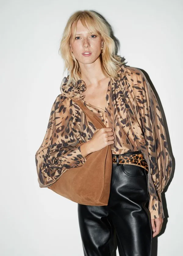 Women Tote Bags and Other Stories Large Suede Tote Bag Cognac