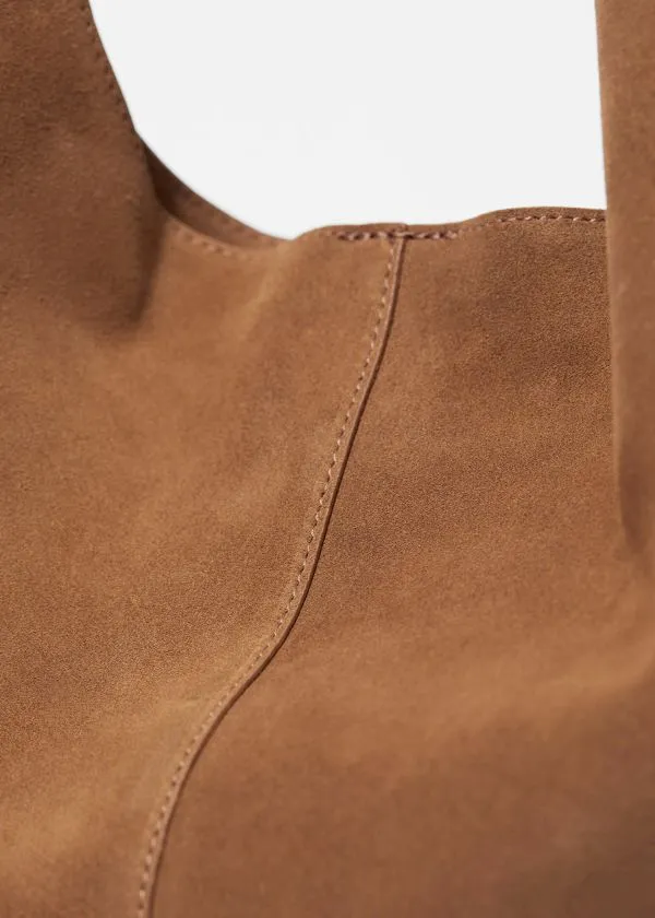 Women Tote Bags and Other Stories Large Suede Tote Bag Cognac