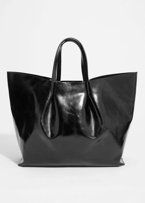 Women Tote Bags and Other Stories XL Leather Tote Bag Black