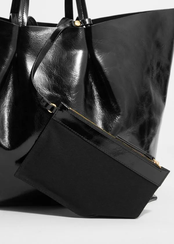 Women Tote Bags and Other Stories XL Leather Tote Bag Black