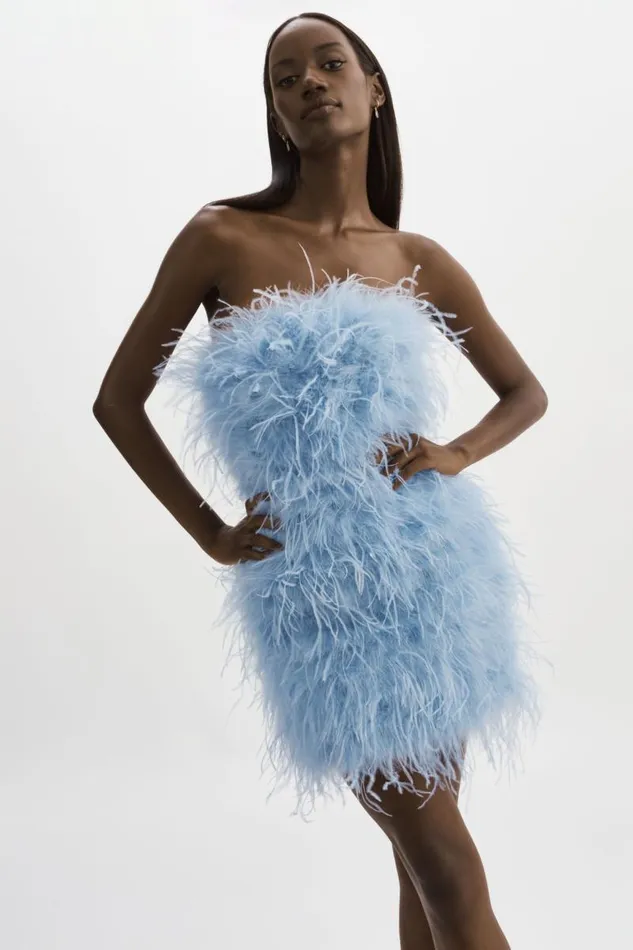 Women TRIANA Feather Dress Powder Blue LAMARQUE Dresses Women TRIANA Feather Dress Powder Blue LAMARQUE Dresses
