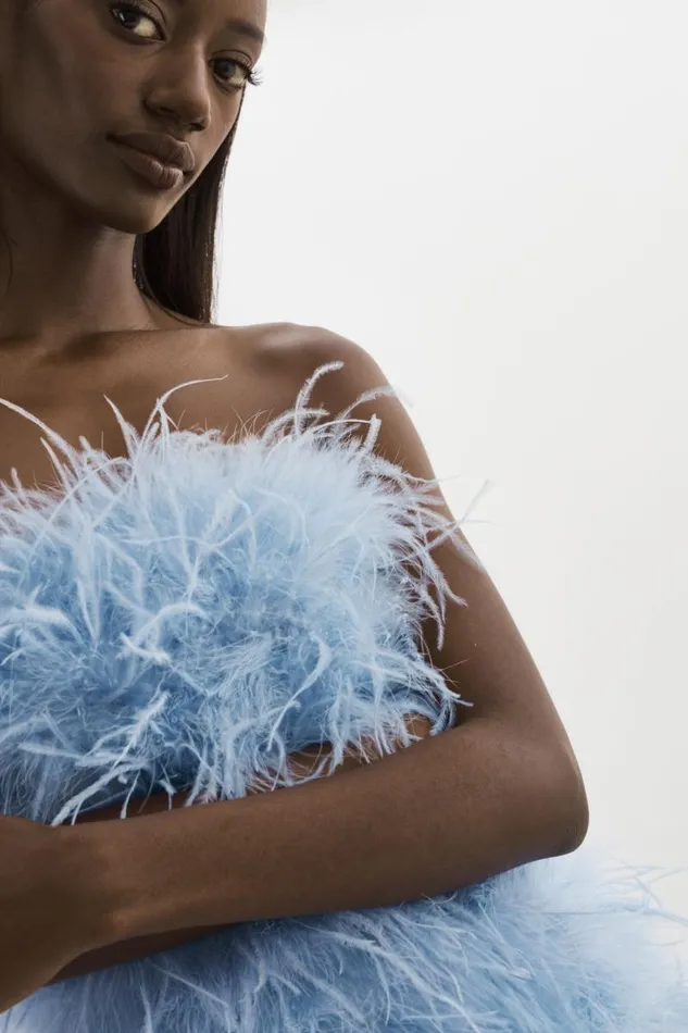 Women TRIANA Feather Dress Powder Blue LAMARQUE Dresses Women TRIANA Feather Dress Powder Blue LAMARQUE Dresses