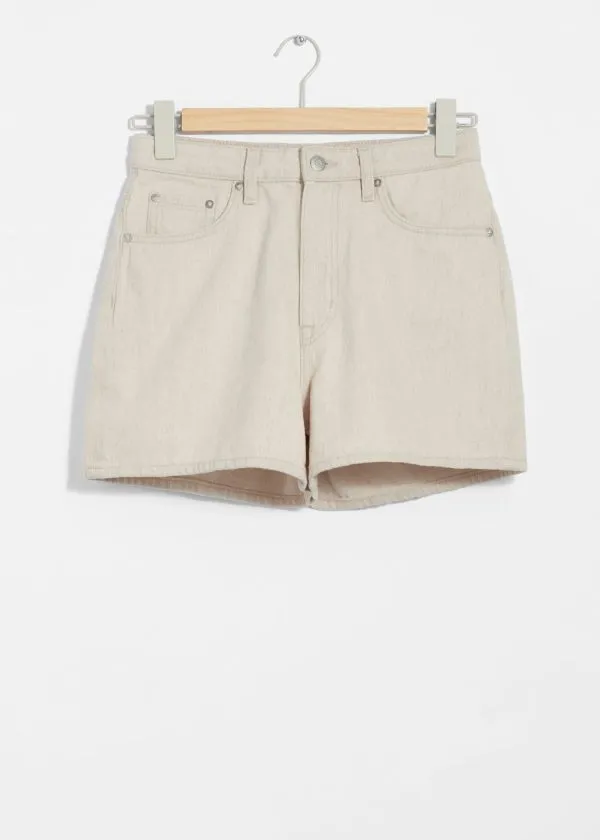 Women Trousers and Other Stories 5Pocket Denim Shorts Light Beige