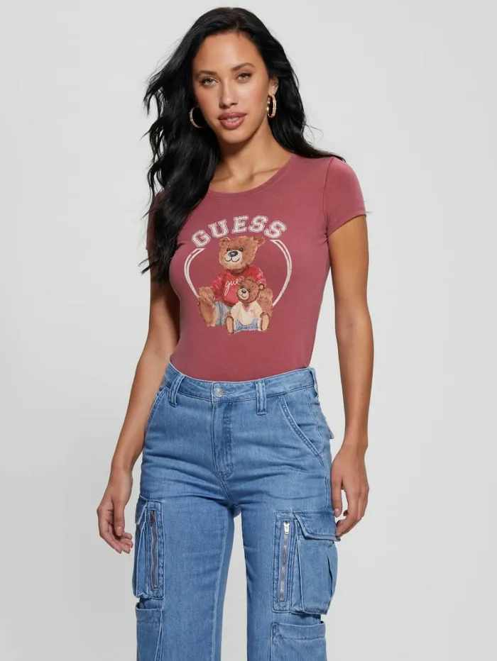 Women Varsity Bear Tee Tahiti Red Multi Tops GUESS Women Varsity Bear Tee Tahiti Red Multi Tops GUESS