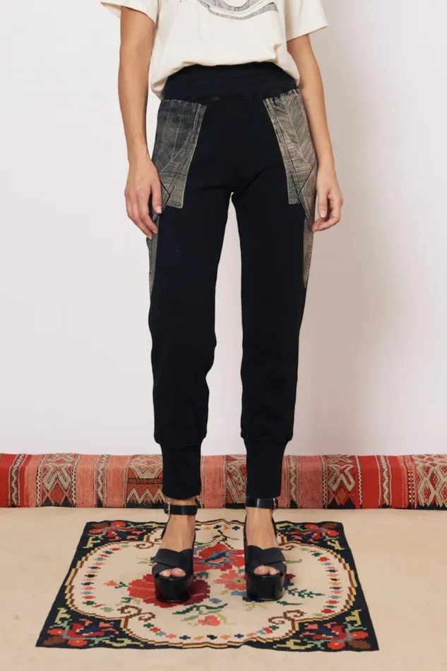 Women Vintage Fleece Black Kongo Pant Raquel Allegra Bottoms