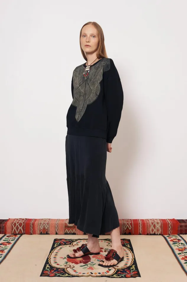 Women Vintage Fleece Black Yves Sweatshirt Raquel Allegra Tops