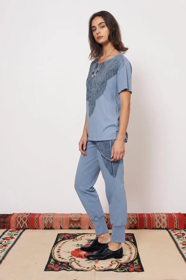 Women Vintage Fleece French Blue Kibo Tee Raquel Allegra TShirts