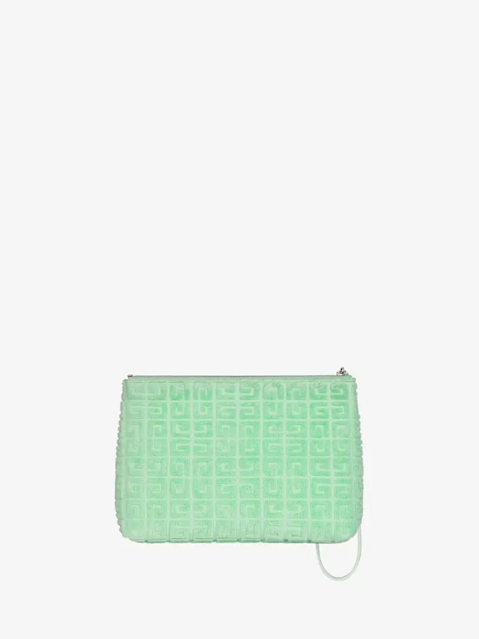 Women Wallets and Card Holders Givenchy GIVENCHY Travel Pouch In 4G Cotton Towelling Aqua Green
