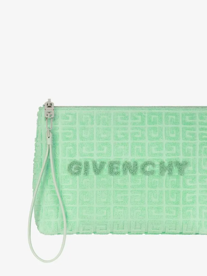 Women Wallets and Card Holders Givenchy GIVENCHY Travel Pouch In 4G Cotton Towelling Aqua Green