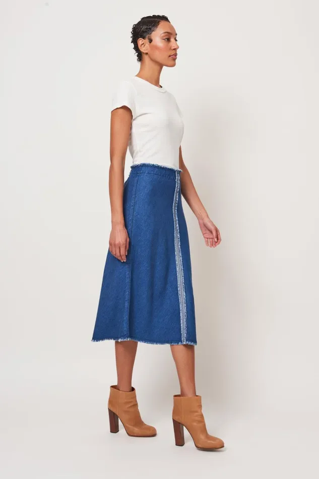 Women Washed Indigo Aurora Skirt Raquel Allegra Bottoms
