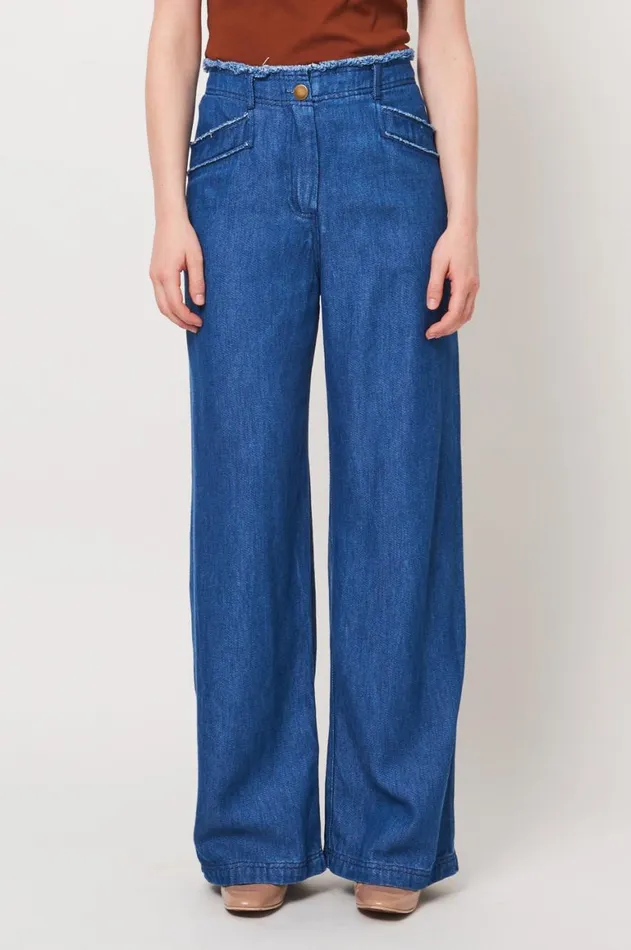 Women Washed Indigo Lynn Pant Raquel Allegra Bottoms