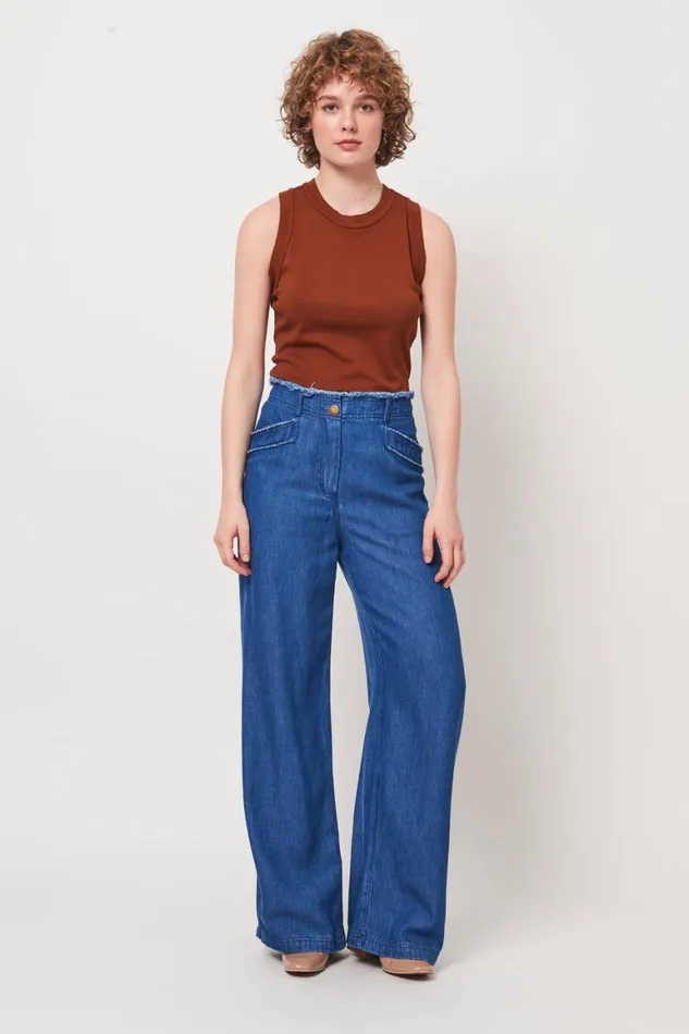 Women Washed Indigo Lynn Pant Raquel Allegra Bottoms
