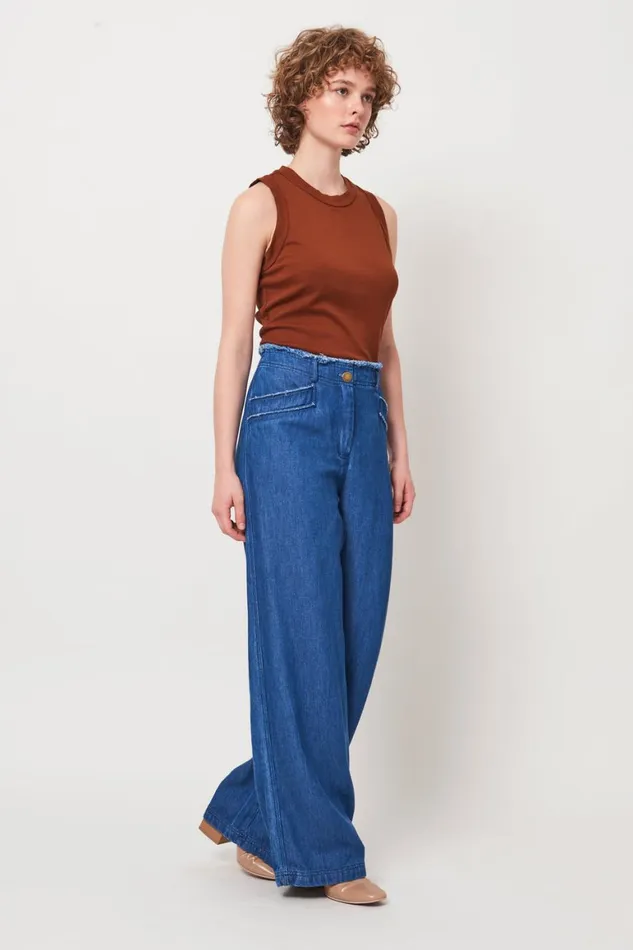 Women Washed Indigo Lynn Pant Raquel Allegra Bottoms