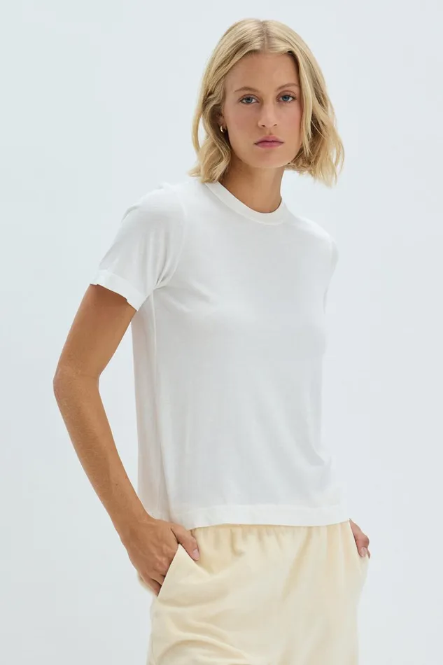 Women Washed White Boy Tee Raquel Allegra Tops