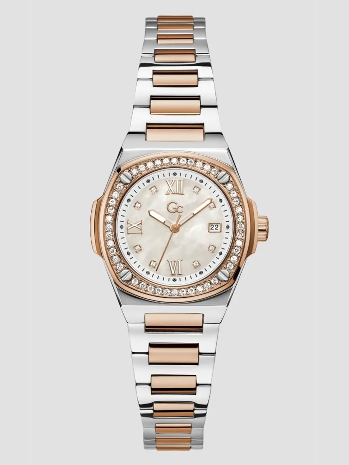 Women Watches GUESS Gc Mini MotherofPearl Analog Watch Rose Gold
