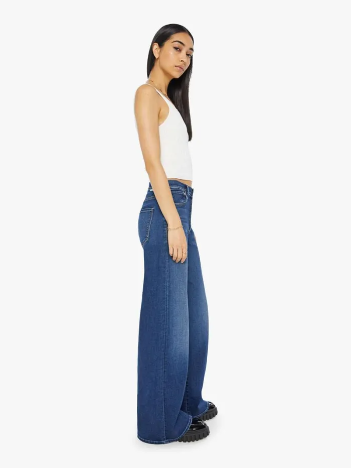Women Wide Leg Mother Denim The Ditcher Roller Sneak Wash Yakkity Yak
