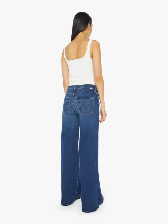 Women Wide Leg Mother Denim The Ditcher Roller Sneak Wash Yakkity Yak