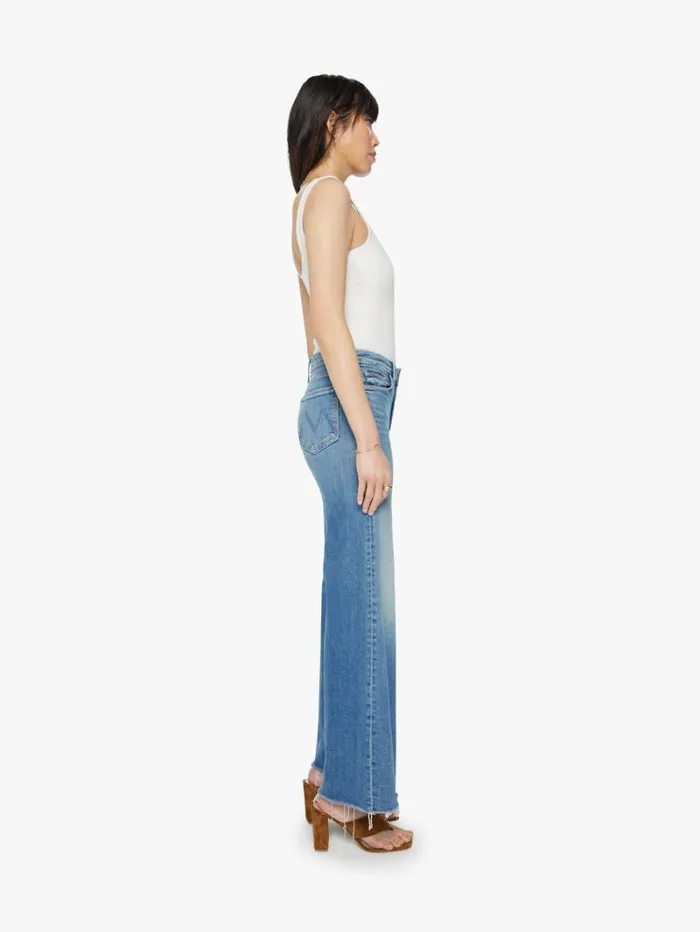 Women Wide Leg Mother Denim The Roller Fray Wash Riding The Cliffside