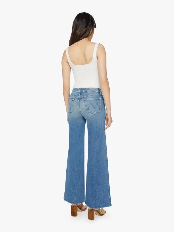 Women Wide Leg Mother Denim The Roller Fray Wash Riding The Cliffside