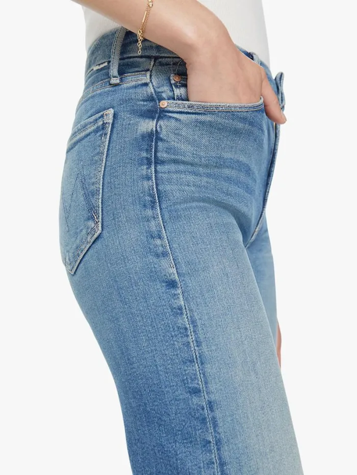 Women Wide Leg Mother Denim The Roller Fray Wash Riding The Cliffside